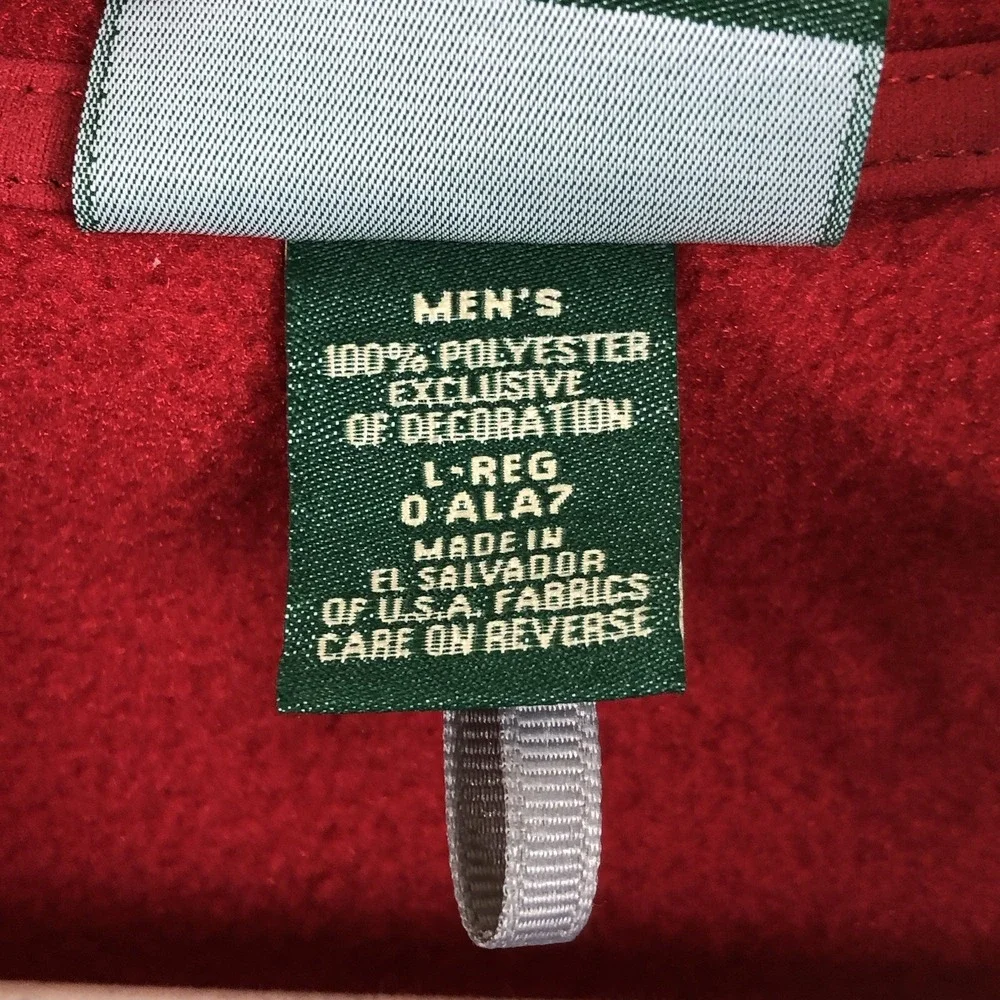 L.L. Bean Polartec Full Zip Fleece Vest Mens Sz L Red Pockets Comfortable